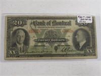 TRAY: 1935 BANK OF MONTREAL $20 BANK NOTE
