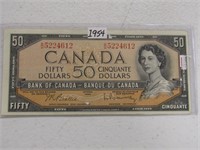 TRAY: 1954 BANK OF CANADA $50 BANK NOTE