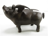 REPRODUCTION CAST FLYING PIG COIN BANK