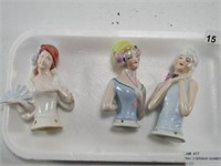 TRAY: 3 GERMANY NUMBERED PORCELAIN HALF DOLLS