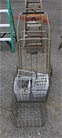 4-Wheel Wire Shopping Cart + 5 misc. Wire Baskets