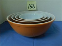 Brown Fruit Design Pyrex Mixing Bowls