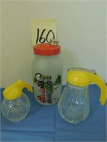 Vintage Syrup Bottles & Satin Glass Drink Shaker