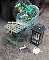Garden Decor, Lantern, Plastic Chairs