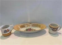 VINTAGE TEA CUPS (2) and SMALL SERVING PLATE