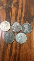 (5) 1943 Steel Wheat Pennies