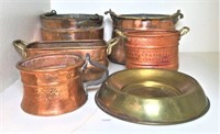 Copper Pots with Brass Handles