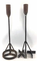 Antique Forged Branding Irons Candle Holders