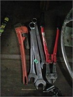Bolt cutters wrenches pipe wrench
