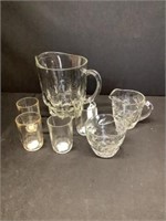 Pressed Glass Set, Creamer & Sugar