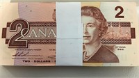Sequenced 100 1986 Canadian $2 Bills