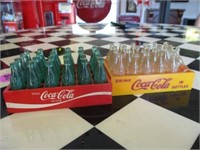 Lot (2) Minature Coca Cola Bottles w/ Cases