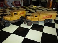 Lot (2) Cast Iron Coca Cola Trucks