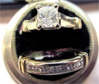 14KT DIAMOND ENGAGEMENT/WEDDING RINGS