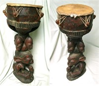 AFRICAN CARVED YORUBA DRUM