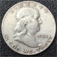 1954 D Franklin Silver Half Dollar