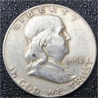 1952 S Franklin Silver Half Dollar