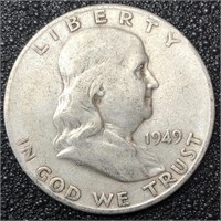 1949 S Franklin Silver Half Dollar