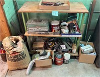 Steel Shop Shelf on Wheels & Contents
