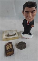 Regan Bobble Head & Vintage Pins