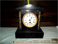 Black Slate Inlay Mantle Clock No back plate As IS