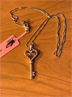.925 Sterling & Diamond Key Necklace- New