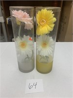 GLASS VASES WITH FLOWERS