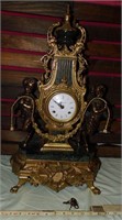 Imperial Brass Gilt Marble Cherub/Rooster Clock