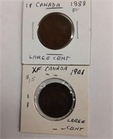 CANADIAN LARGE ONE CENT - 1888 & 1901