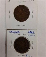 CANADIAN LARGE ONE CENT - 1882 & 1907
