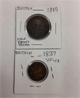 BRITISH COINS - 1814 & 1837