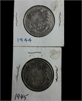 SILVER HALF DOLLARS 1944 & 1945