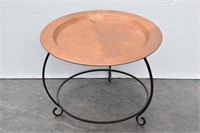 Wrought Iron Accent Table with Copper Tray Top