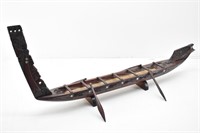 Signed Hand-carved New Zealand War Canoe-Mother of