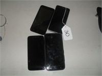 4 CELLPHONES-UNKNOWN WORKING, 1 CRACKED SCREEN