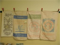4 Cloth Feed Bags - Swift's, Eshelman, Red Comb