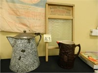 Coffee Boiler, Brown Pottery Pitcher & National -
