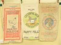 3 Feed Sacks - Vitality, Happy Mills & Red Comb