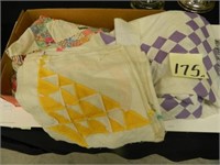 Flat Of Quilt Patches & 2 Quilt Tops