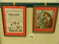 Red Comb Adv. Picture, Fox and Hen Picture