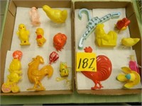 2 Flats Of Vintage Chicken Toys