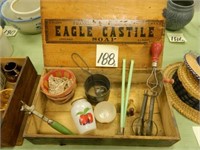 Eagle Castle Soap Box, Jadeite Towel Holder &