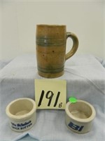 Stoneware Mug, 2 Miniature Butter Crocks