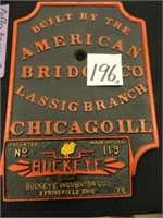 American Bridge Co. Chicago IL Cast Iron Plaque &
