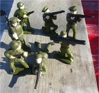 7 Cast Iron Army Men about 3"
