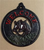 Welcome Sign Horses Cast Iron 8 1/2"