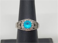 .925 Sterling Silver Blue Topaz Ring