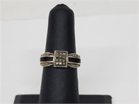 .925 Sterling Silver Marcasite/Onyx Ring