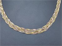 .925 Sterling Silver Tri Color Braided Chain