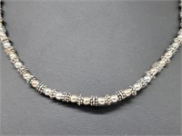 .925 Sterling Silver Beaded Adj Necklace